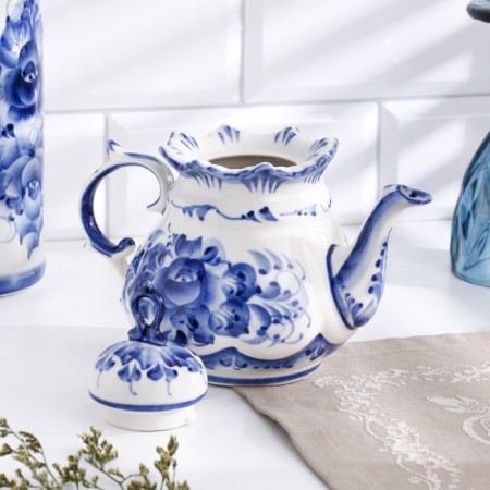 ANEMON kettle, medium, 18 x 19 cm, gzhel-2