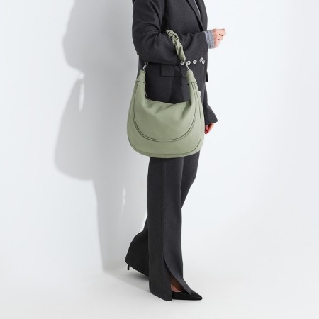 Load bag with zipper, outer pocket, long belt, green color-7