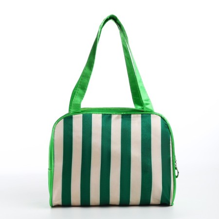 Cosmetic bag with lightning, white/green color-1