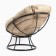 A chair "Donut" with a beige pillow, brown stand, 55 x 40 x 61 cm