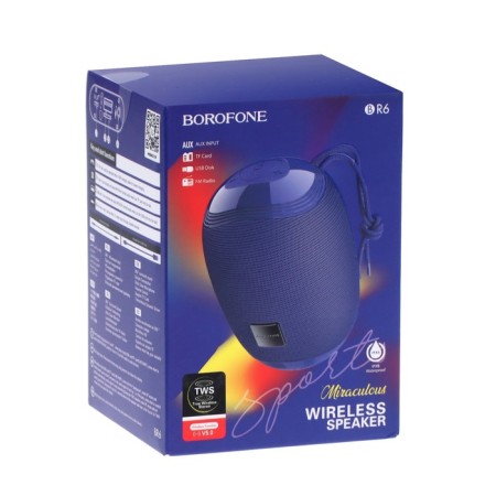 Portable column Borofone BR6, 5 W, BT 5.0, USB/Microsd/TWS, blue-3
