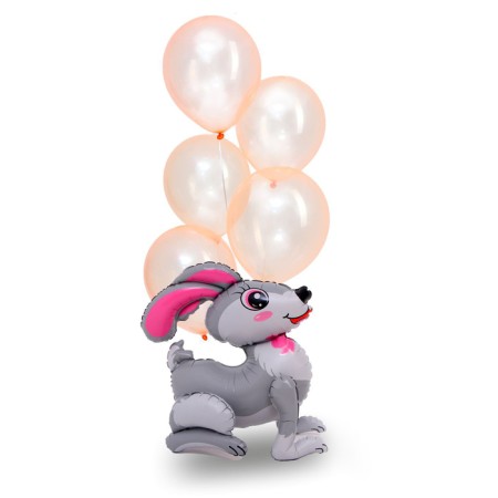 Set of balls "Gray Bunny", latex, foil set 6 pcs.