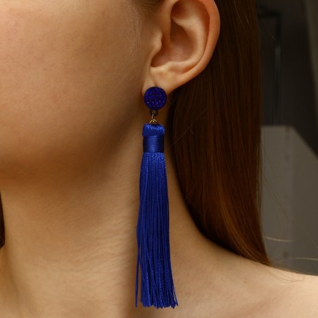 Earrings "Brushes" Harmony, Blue L -brush color 9.5cm-3
