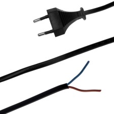 A network cord with a fork, 1.5 m, SHVVP 2 x 0.5 mm2, black