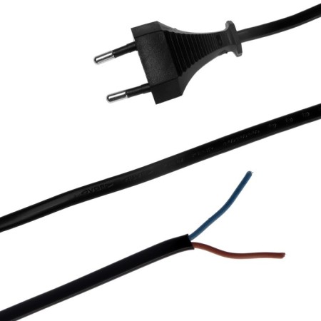 A network cord with a fork, 1.5 m, SHVVP 2 x 0.5 mm2, black