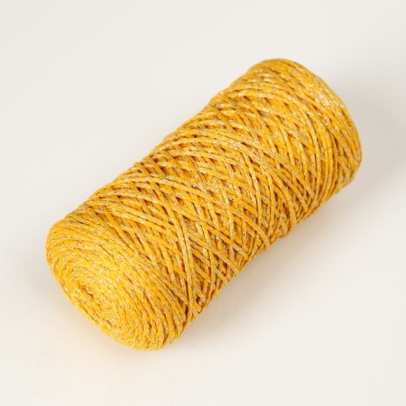 Knitting cord 100% polyester with a lurex 1 mm cylinder, 75 ± 10g, 200m, 08-yellow+gold-1