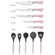 Set of knives and kitchen accessories Lenardi, on a stand, 12 items