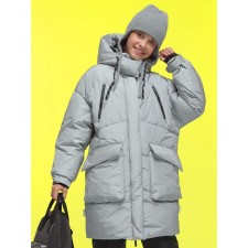 Coat for girls, height 122 cm, gray color