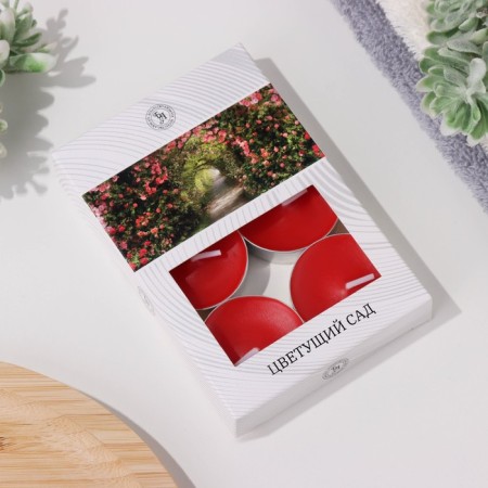 A set of tea candles flavored "flowering garden" in a gift box, 6 pcs-4