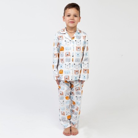Pajama nursery (shirt, trousers) kaftan "animals" p. 98-104, white-11