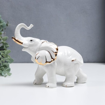 Souvenir Ceramics "Snowthrough Elephant" with gold 17 cm