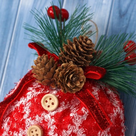Christmas tree decoration "New Year's bag" 12.5x7.5 cm, red-2