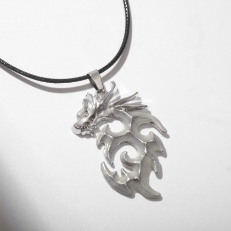 Unisex "Dragon" luminous, color silver on a black lace, 44 cm-1