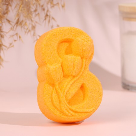 The bathtub "from March 8 with tulips" with a peach aroma, orange