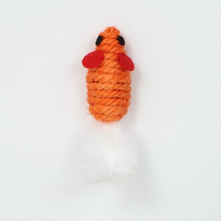 A toy for cats "Sizaley Mouse Malaya" with a fur tail, 5.5 cm, orange-1