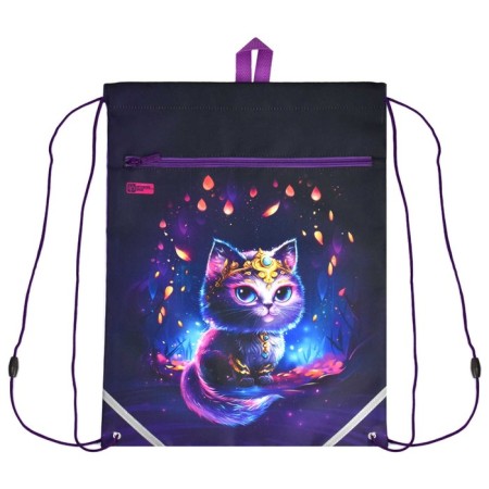 A bag for shoes with a pocket of 480 x 360 mm, a phoenix, a reflective strip, with a “magic cat” handle-1