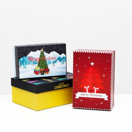 A set of boxes 3 in 1 Merry Christmas, 23 x 16 x 9.5 - 19 x 12 x 6.5 cm