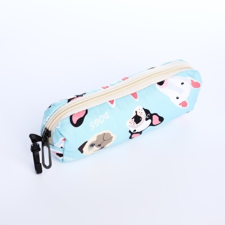 School backpack from textiles on a zipper, 3 pockets, pencil case, blue color-8