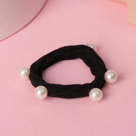 Hair gum "Gabriel" balls in a circle, 5.5 cm, black and white-1