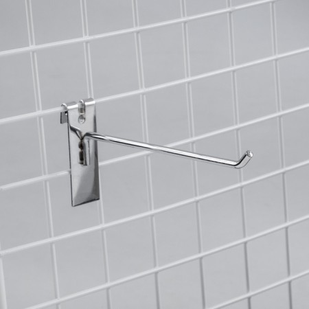 The hook on the grid is single, the color is chrome, d = 6 mm, l = 14 cm-1