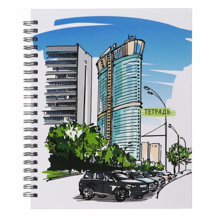 A notebook of 96 sheets in a cage on the crest "Office", a solid cover, glossy lamination, mix-6