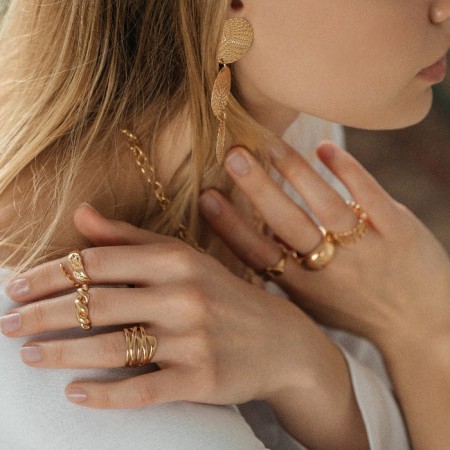 Ring "Wing" feathers, color gold, dimensionless-2