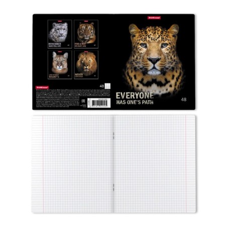Notebook of 48 sheets in the Erichkrause Strong and Brave cage, cover coated cardboard, matte lamination, mix-7