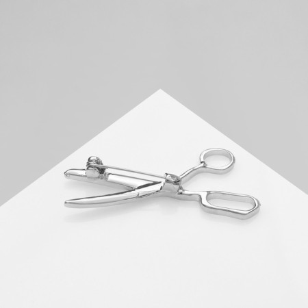 Brooch "Scissors", white color in silver-2