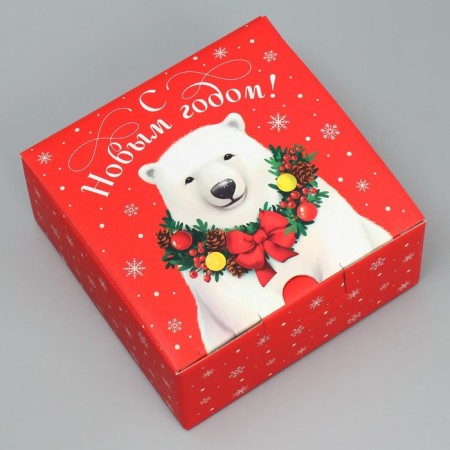 Folding box "New Year's bear", 15 x 15 x 7 cm, New Year