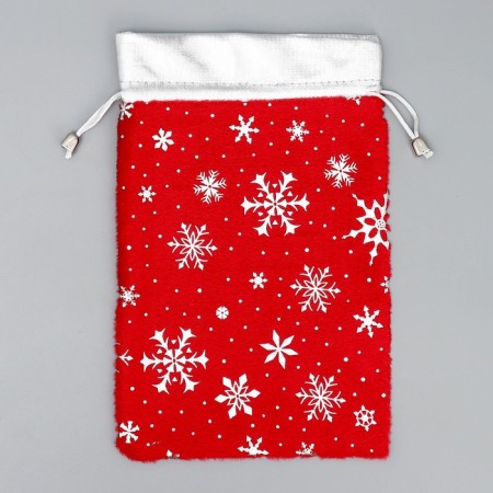 Bag gift plush “I hurry to congratulate”, snowflakes, embossing, 16 x 24 cm +/- 1.5 cm, New Year-5