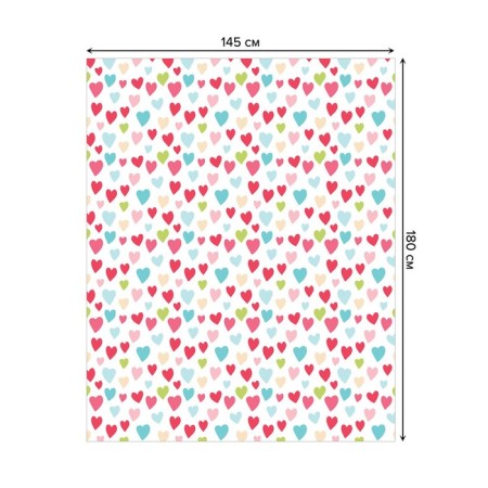 The tablecloth “Multi -colored hearts”, rectangular, Saten, size 145x180 cm-1