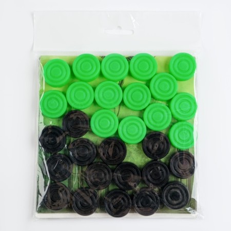 Set for playing 2 in 1 checkers + military backgammon, 32 x 32 cm, black and green checkers-2