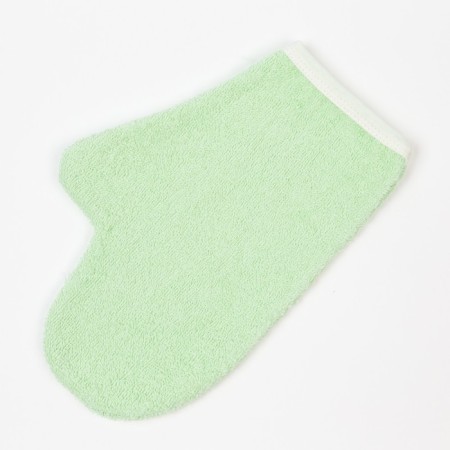 Set for bathing (towel-angle, mitten) with embroidery "Bear", size 100x110 cm, color green-3