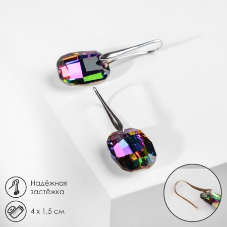 Earrings with rhinestones "Illusion" oval, color mix