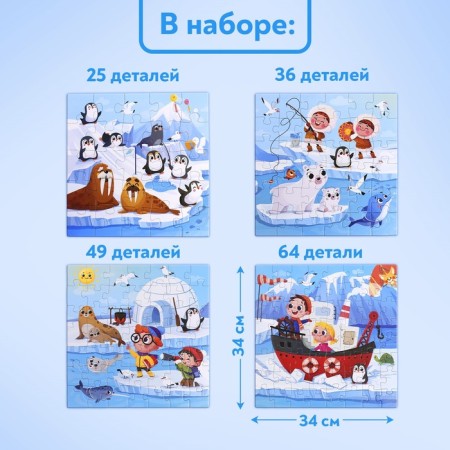 Puzzles 4 in 1 "Funny Arctic", 25, 36, 49, 64 elements-3