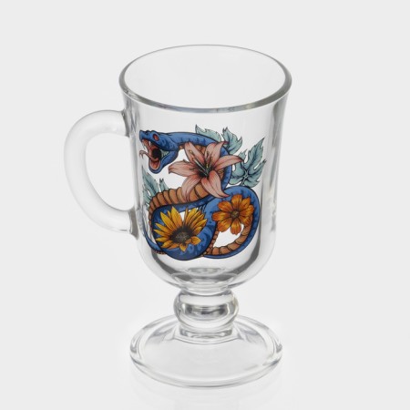 New Year's glass mug for mulled wine "Flowers and Snakes", 200 ml, mix-1