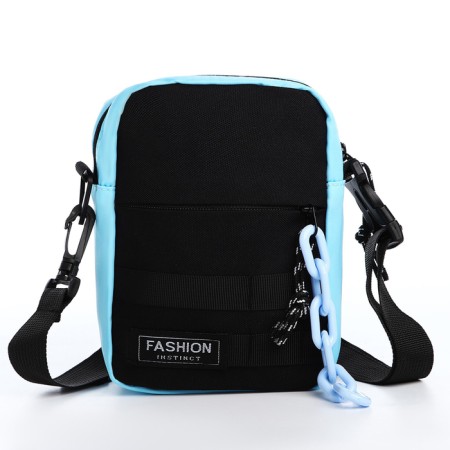 Youth bag with zipper, 1 outer pocket, black/blue color-1