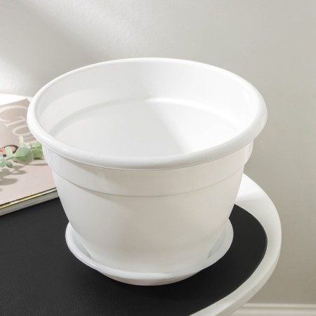 Pot for flowers with a pallet "Antik", 3.6 l, d = 22 cm, white color-2