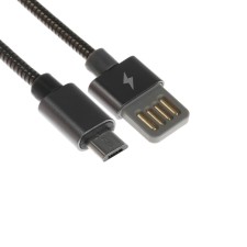 MicroUSB cable - usb, 2.1 a, metal braid, 1 meter, black