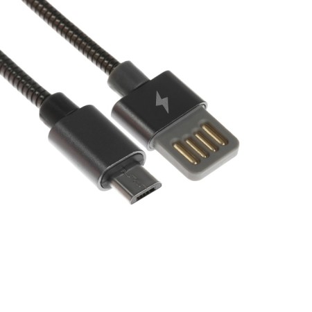 MicroUSB cable - usb, 2.1 a, metal braid, 1 meter, black