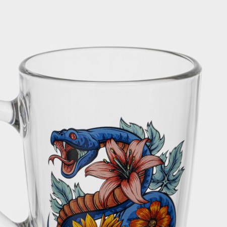 New Year's glass coffee mug "Flowers and snakes", 300 ml, mix-4