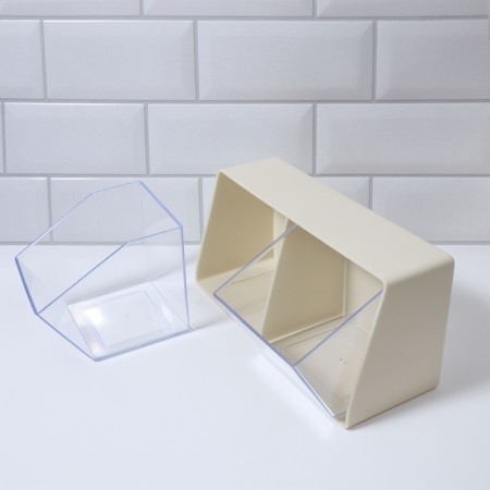 Organizer for storage, 2 sections, 22.5 × 13.5 × 12 cm, milk/transparent color-7