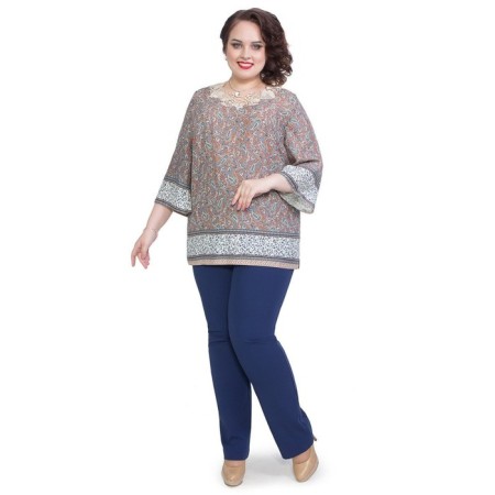 Female blouse, size 54, beige color-1