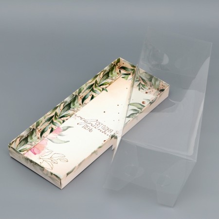 Box with a transparent lid for roll, "Gift for you", 30 x 12 x 12 cm. Confectionery packaging-2