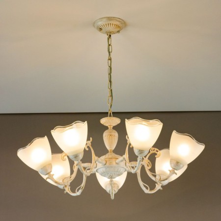 Suspended chandelier Citilux "Latur" CL413270, 46x33 cm, 7x75W, E27, white color-15