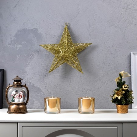 LED figure "Golden Star" 30.5 cm, metal, batteries AAX2 (not complete), glow warm white-1