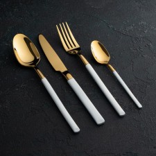A set of cutlery made of stainless steel Magistro “Versailles”, 4 objects, white handles color