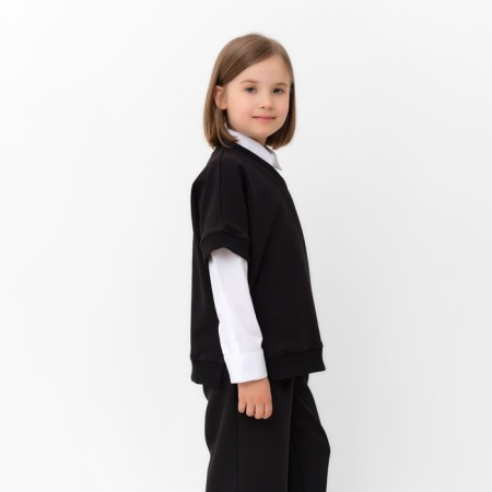 Minaku girl's vest: School Collection, Black color, height 128 cm-2