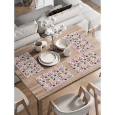A set of napkins for setting the table “Tropical sketches”, rectangular, rounded edges, size 30x46 cm, 4 pcs
