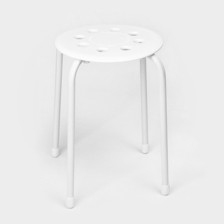 Stool with plastic seat, white color-1